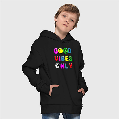 Детское худи оверсайз Good vibes only / Черный – фото 4