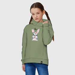 Толстовка оверсайз детская Кролик - символ 2023 года, цвет: авокадо — фото 2