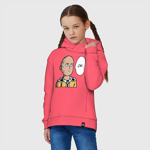 Детское худи оверсайз Saitama - OK / Коралловый – фото 3