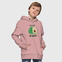 Толстовка оверсайз детская Dont worry be happy - avocado, цвет: пыльно-розовый — фото 2