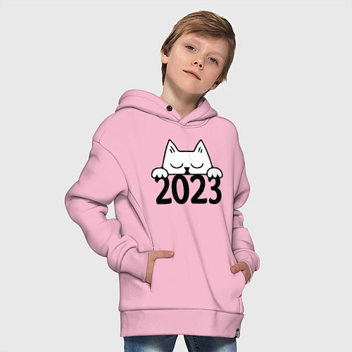 Детское худи оверсайз Cat 2023 / Светло-розовый – фото 4