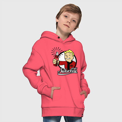 Детское худи оверсайз Vault boy - nuka cola / Коралловый – фото 4