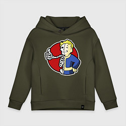 Толстовка оверсайз детская Vault boy - skeleton, цвет: хаки