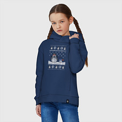 Толстовка оверсайз детская Новогодние тоторики - ugly sweater, цвет: тёмно-синий — фото 2