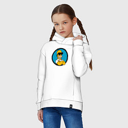 Толстовка оверсайз детская Гомер Симпсон - крутой чувак, цвет: белый — фото 2
