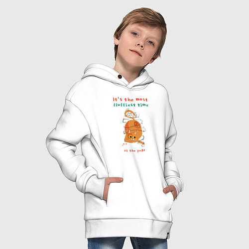 Детское худи оверсайз Its the most fluffiest time of the year / Белый – фото 4