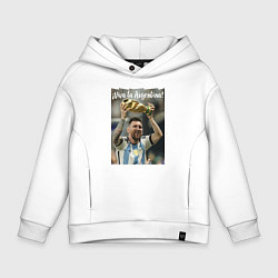 Толстовка оверсайз детская Lionel Messi - world champion - Argentina, цвет: белый