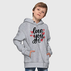 Толстовка оверсайз детская Love U, цвет: меланж — фото 2