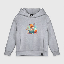 Толстовка оверсайз детская Умный лисёнок, цвет: меланж