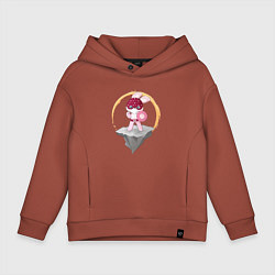 Толстовка оверсайз детская Зайка супергерой, цвет: кирпичный
