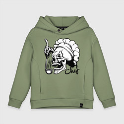 Толстовка оверсайз детская Chef skull, цвет: авокадо