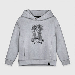 Толстовка оверсайз детская Наташа в венке из летних цветов, цвет: меланж