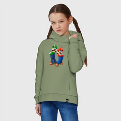 Толстовка оверсайз детская Марио и Луиджи, цвет: авокадо — фото 2