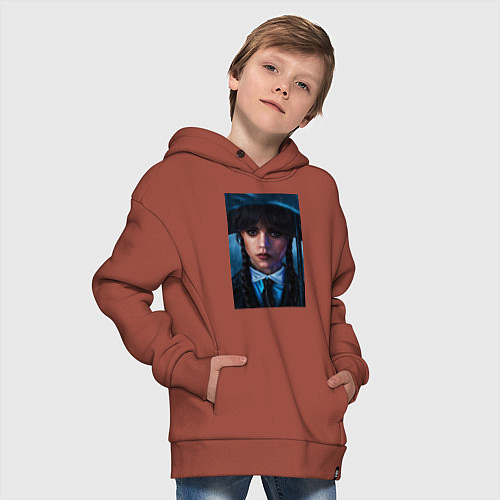 Детское худи оверсайз Wednesday - Дженна Ортега / Кирпичный – фото 4