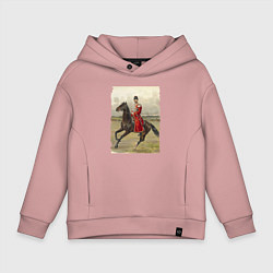 Толстовка оверсайз детская Николай II на коне, цвет: пыльно-розовый
