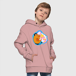 Толстовка оверсайз детская Почита - человек бензопила, цвет: пыльно-розовый — фото 2