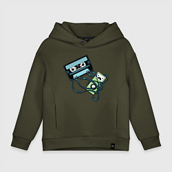 Толстовка оверсайз детская Audiotape, цвет: хаки