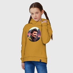 Толстовка оверсайз детская Педро Паскаль улыбается, цвет: горчичный — фото 2
