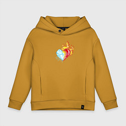 Толстовка оверсайз детская Лёд и пламя Сердце, цвет: горчичный