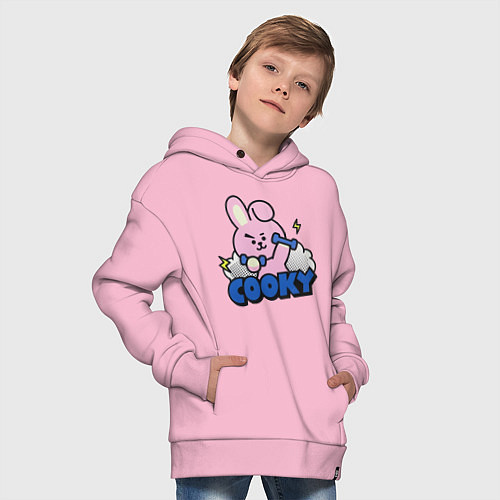 Детское худи оверсайз Cooky BT21 Jungkook / Светло-розовый – фото 4