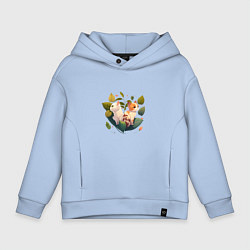 Толстовка оверсайз детская Милые коты любви в цветах, цвет: мягкое небо