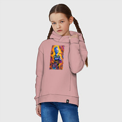 Толстовка оверсайз детская Bart Simpson and cat - нейросеть - fantasy, цвет: пыльно-розовый — фото 2