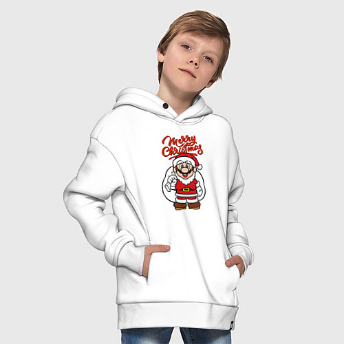 Детское худи оверсайз Christmas Mario / Белый – фото 4