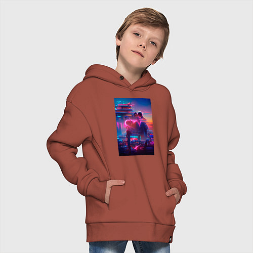 Детское худи оверсайз Нейро синтвейв / Кирпичный – фото 4