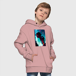Толстовка оверсайз детская Синтвейв Cyberpunk 3, цвет: пыльно-розовый — фото 2