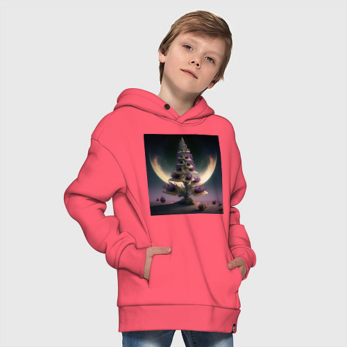 Детское худи оверсайз Цветок на Марсе / Коралловый – фото 4