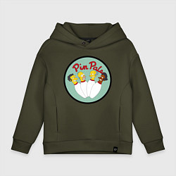 Толстовка оверсайз детская Simpsons bowling, цвет: хаки