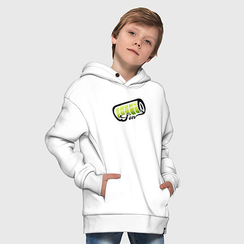 Детское худи оверсайз Сын - полный заряд батарейки - Семейный лук / Белый – фото 4