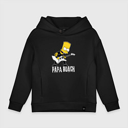Толстовка оверсайз детская Papa Roach Барт Симпсон рокер, цвет: черный
