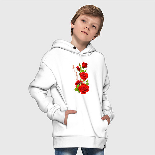 Детское худи оверсайз Прекрасная Роберта - букет из роз / Белый – фото 4