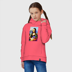 Толстовка оверсайз детская Mona Lisa with baby dragon, цвет: коралловый — фото 2