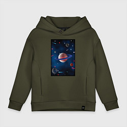 Толстовка оверсайз детская Космос, вселенная, цвет: хаки