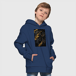 Толстовка оверсайз детская Дракон в золоте, цвет: тёмно-синий — фото 2