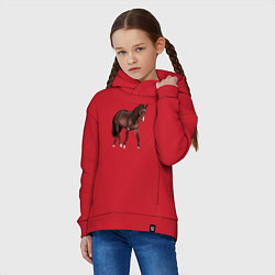 Толстовка оверсайз детская Австралийская пастушья лошадь, цвет: красный — фото 2