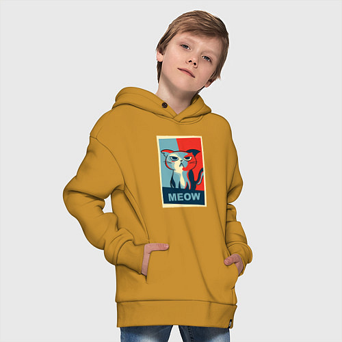 Детское худи оверсайз Meow obey / Горчичный – фото 4