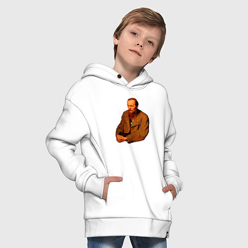 Детское худи оверсайз Ф Достоевский / Белый – фото 4