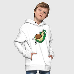 Толстовка оверсайз детская Авокадо качает пресс, цвет: белый — фото 2