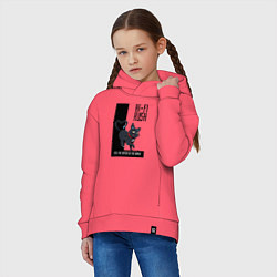 Толстовка оверсайз детская Котик из Hi-Fi Rush, цвет: коралловый — фото 2
