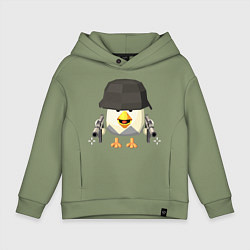 Толстовка оверсайз детская Chicken Gun в каске, цвет: авокадо