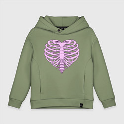 Толстовка оверсайз детская Bone heart, цвет: авокадо