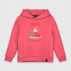 Детское худи оверсайз Hello summer и сочный смузи из арбуза с базиликом