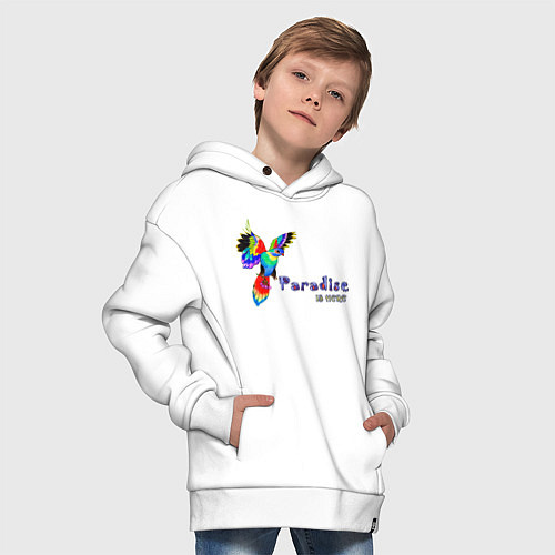 Детское худи оверсайз Райская птица / Белый – фото 4