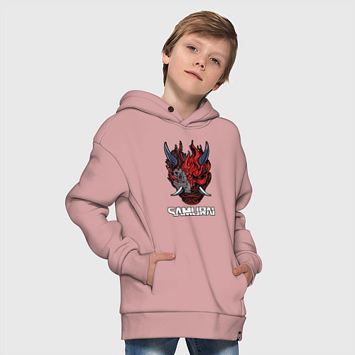 Детское худи оверсайз Samurai logo / Пыльно-розовый – фото 4