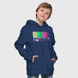 Толстовка оверсайз детская Разноцветные полосы в телевизоре, цвет: тёмно-синий — фото 2