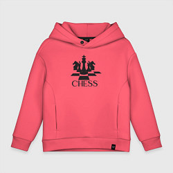 Толстовка оверсайз детская Chess play, цвет: коралловый