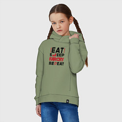 Толстовка оверсайз детская Надпись: eat sleep Far Cry repeat, цвет: авокадо — фото 2